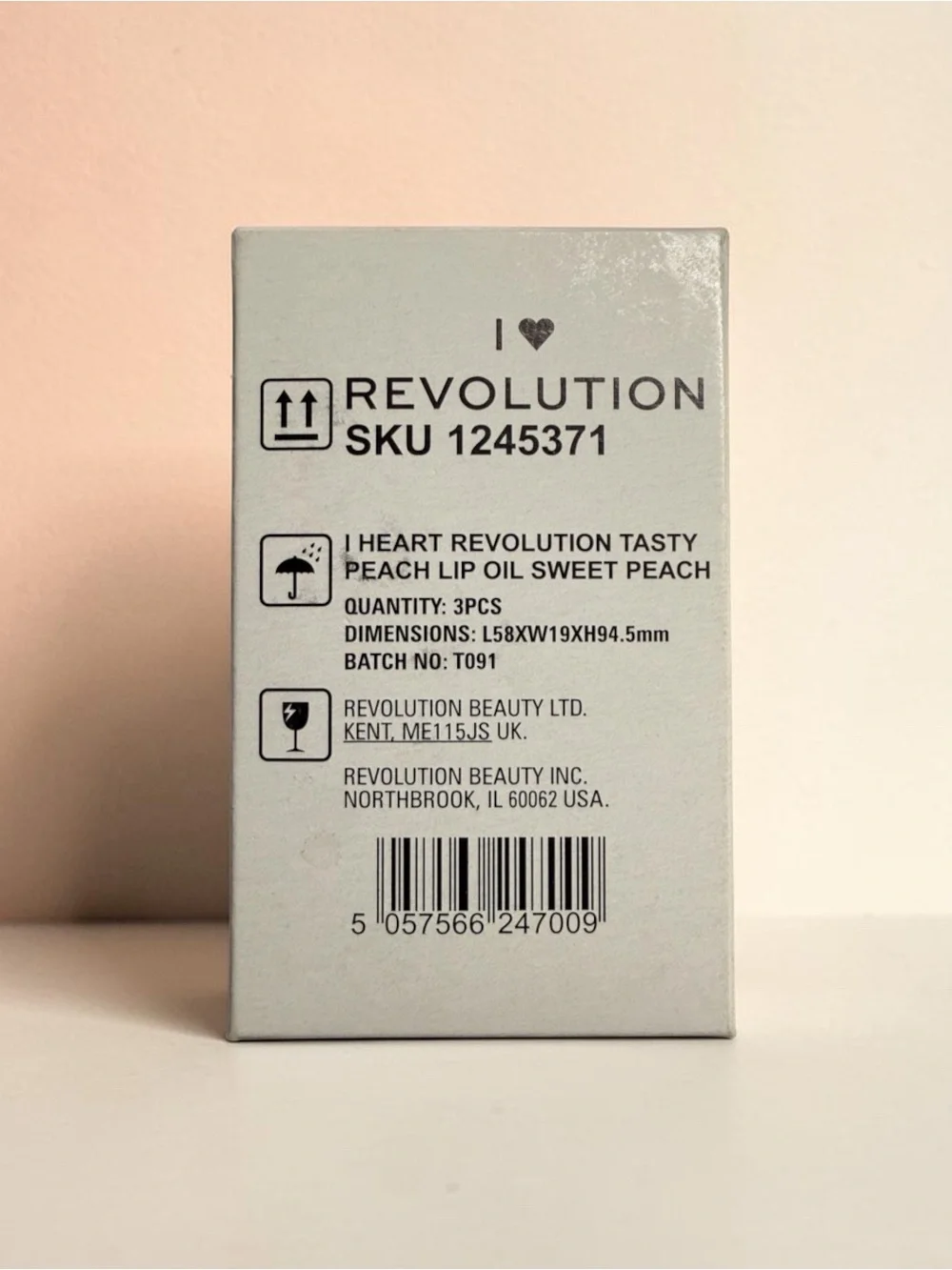 I Heart Revolution Tasty Peach Lip Oil Sweet Peach 3-Pc Set Vegan NIB Sealed